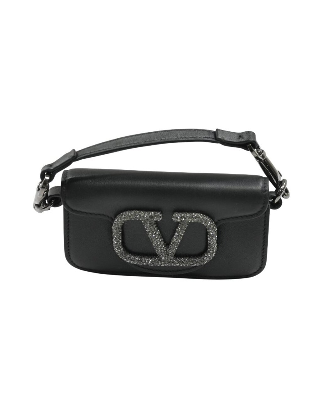 Valentino Garavani Loco Jewel VLOGO Small Calfskin Shoulder Bag in Black